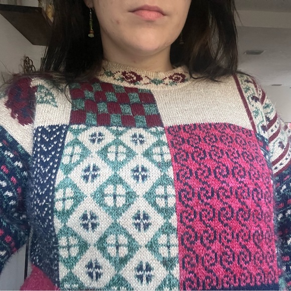 Oversized Long Wool Patterned Sweater (Reversible) - Picture 5 of 7